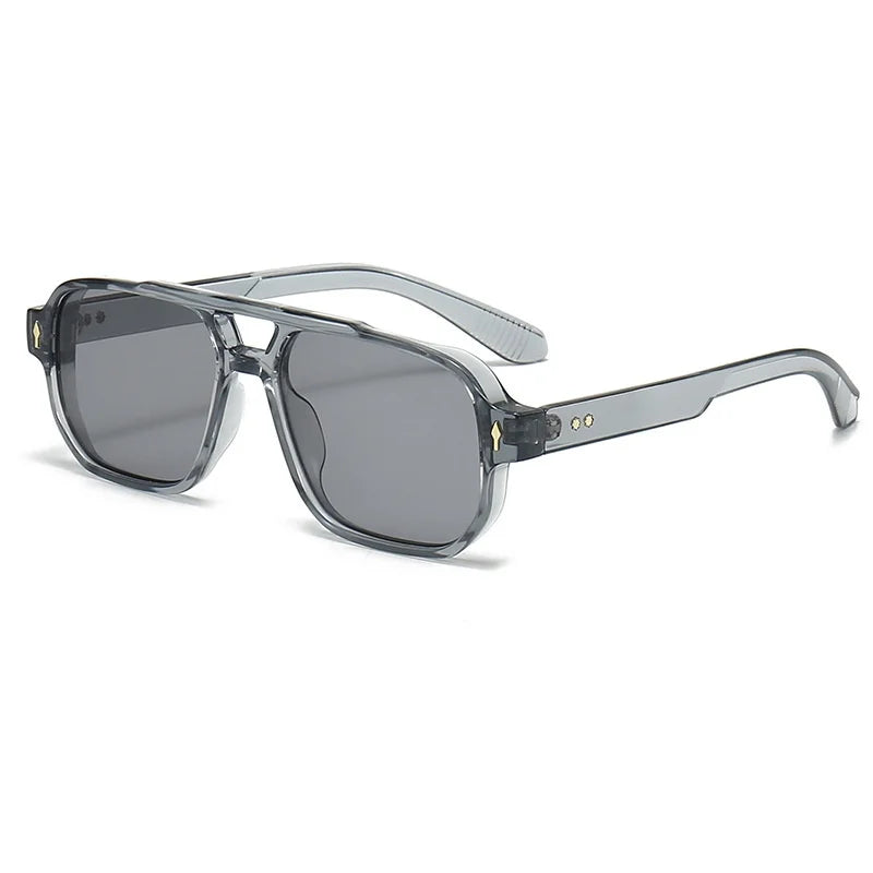 New Retro Double Bridge Square Sunglasses For Women Men Fashion Luxury Design Rivets Sun Glasses Trending Shades UV400 Eyeglasse