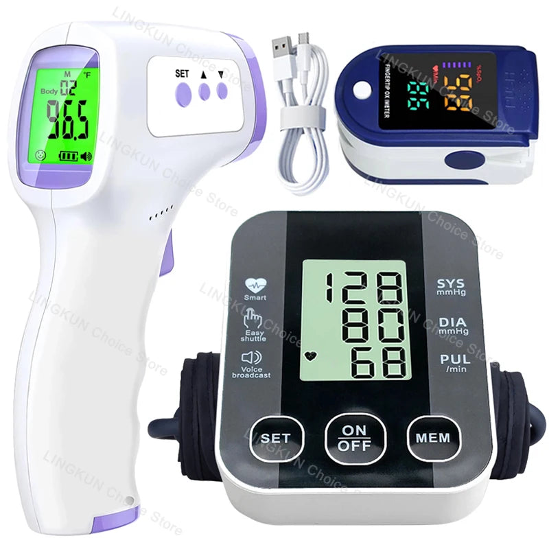 At Home Medical Bundle. Blood pressure monitor + Digital Thermometer + Oximeter